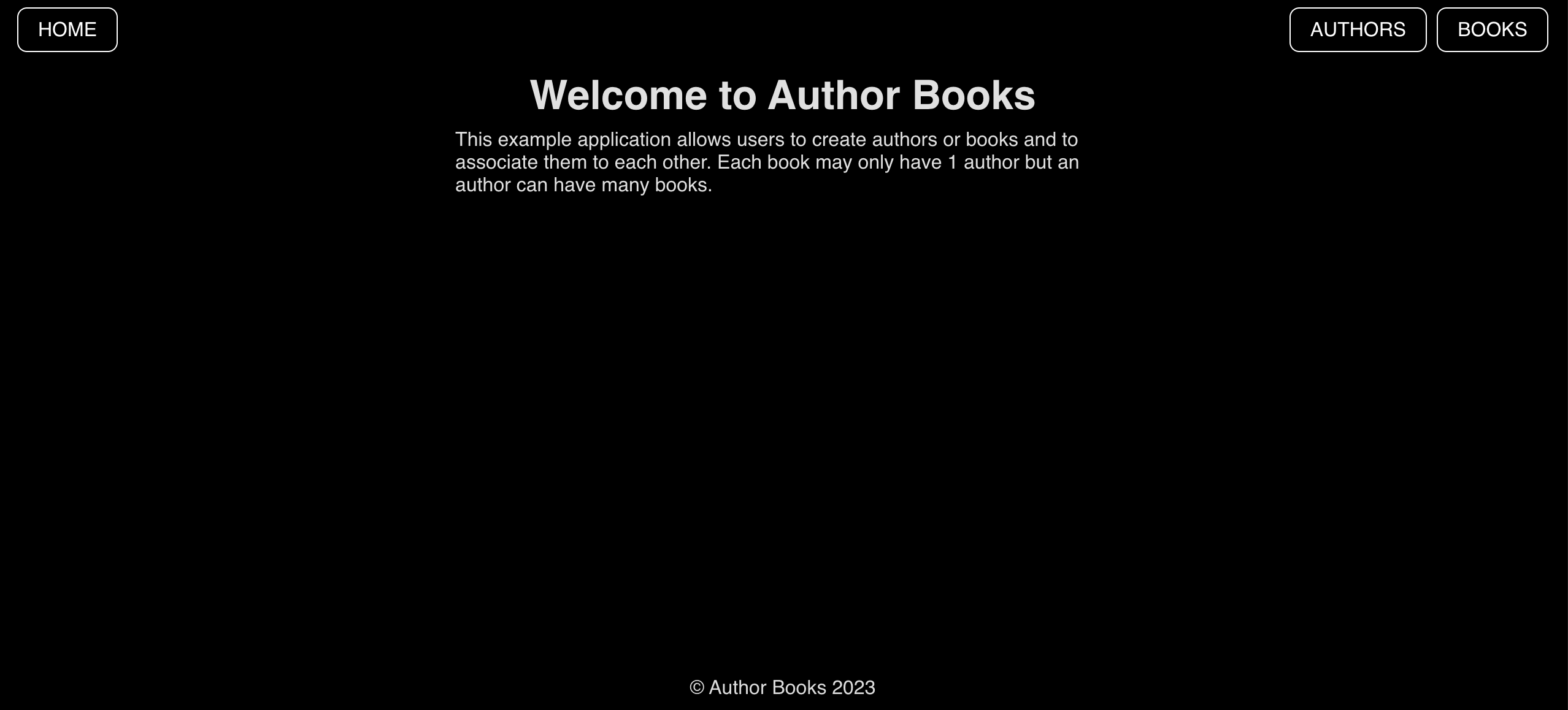 screenshot of Author Books application